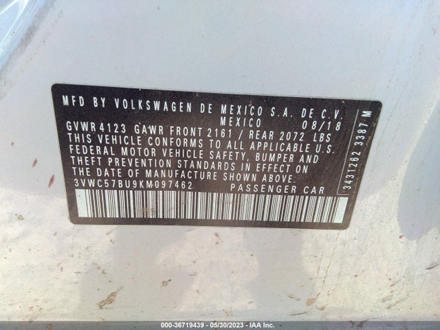 3VWC57BU9KM097462 Volkswagen Jetta S/se/r-line