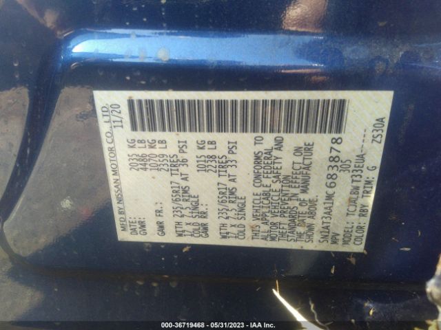 5N1AT3AA1MC683878 Nissan Rogue S Fwd