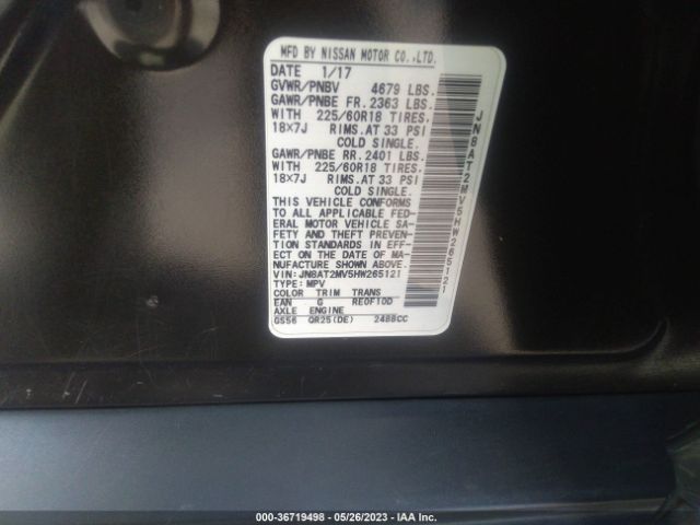 JN8AT2MV5HW265121 Nissan Rogue Sl