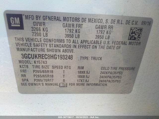 Chevrolet Silverado 1500 Lt 2017 3GCUKREC8HG193248 Image 11