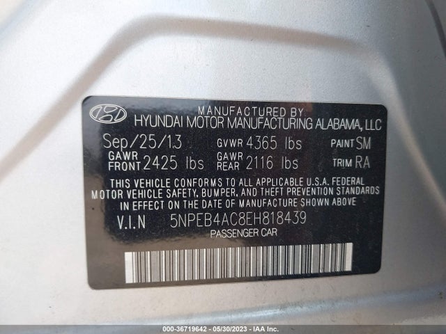 Hyundai SONATA GLS 2014 5NPEB4AC8EH818439 Image 9