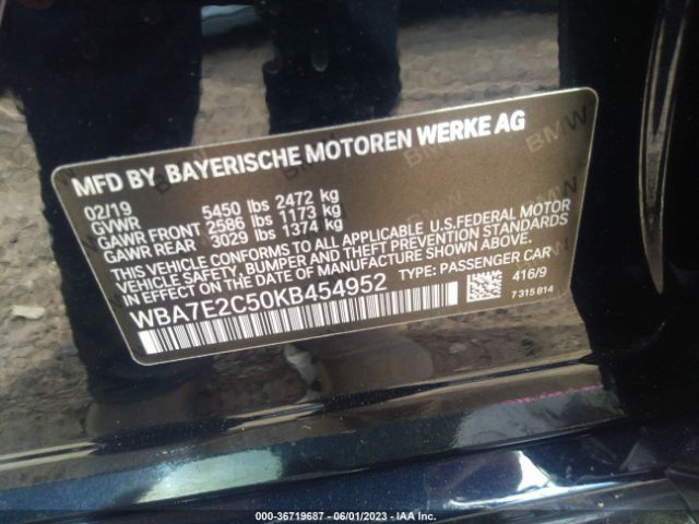 WBA7E2C50KB454952 BMW 7 Series 740i