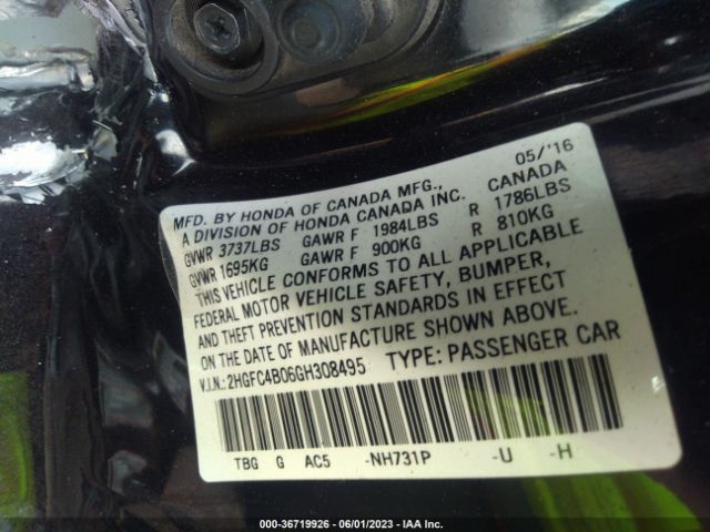 2HGFC4B06GH308495 Honda Civic Lx-p