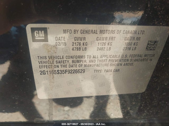 Chevrolet IMPALA LTZ 2015 2G1165S35F9226629 Image 10