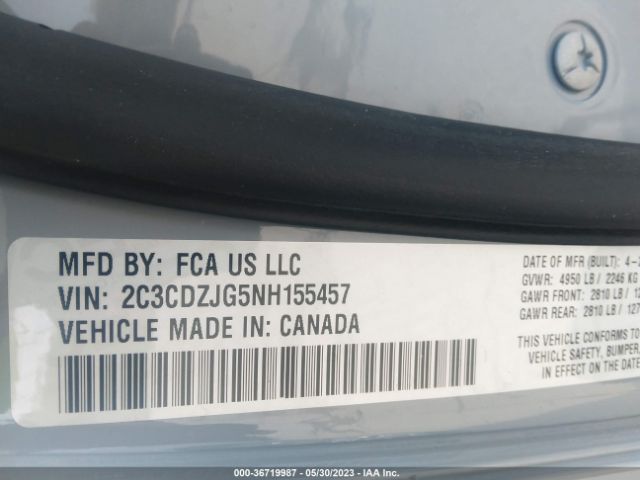2C3CDZJG5NH155457 Dodge Challenger Gt