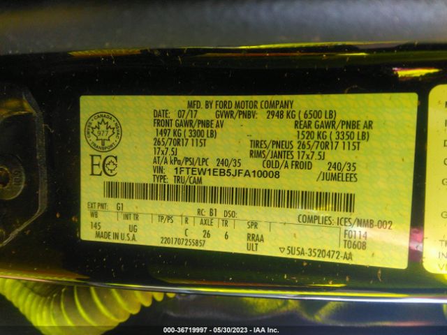 1FTEW1EB5JFA10008 Ford F-150 Xl/xlt