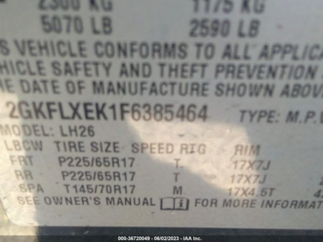 2GKFLXEK1F6385464 GMC Terrain Slt