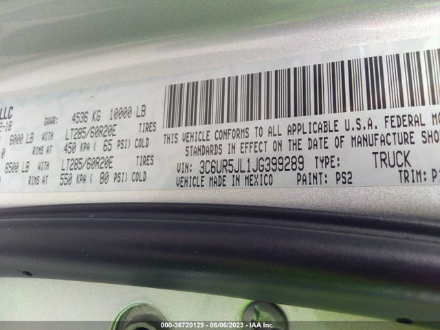 3C6UR5JL1JG399289 RAM 2500 Big Horn
