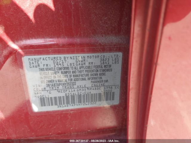 3N1AB7AP4HY262322 Nissan SENTRA SV