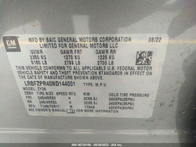 LRBFZPR40ND144001 Buick Envision Essence