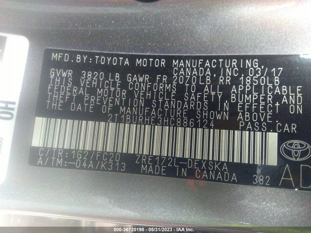 Toyota Corolla L/le/xle/se 2017 2T1BURHE3HC886124 Image 11