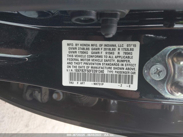 Honda Civic Sedan Lx 2015 19XFB2F50FE091340 Image 9