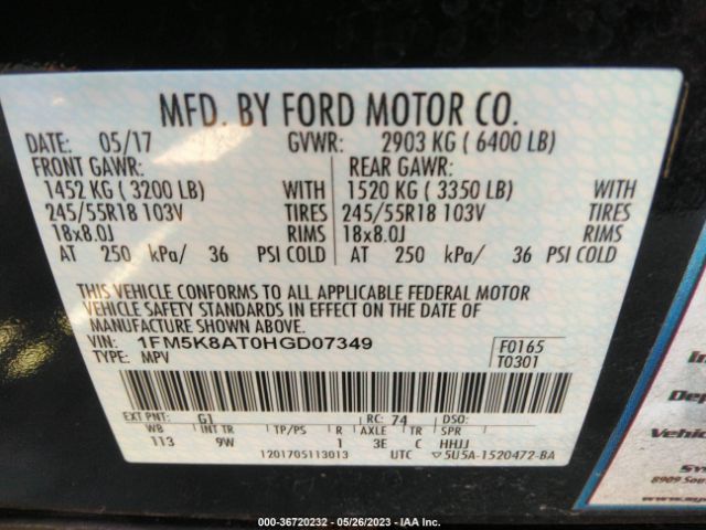 1FM5K8AT0HGD07349 Ford POLICE INTERCEPTOR
