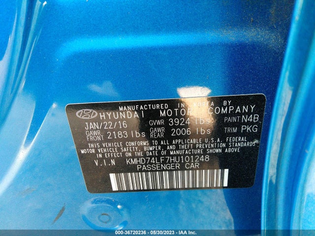 Hyundai ELANTRA SE 2017 KMHD74LF7HU101248 Image 9