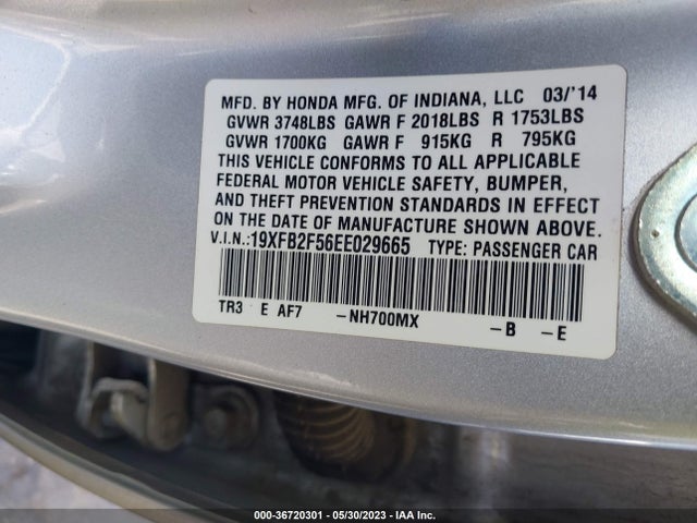 Honda Civic Sedan Lx 2014 19XFB2F56EE029665 Image 9