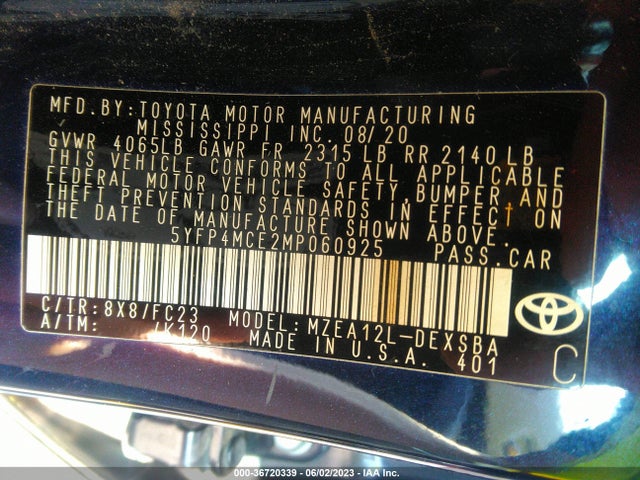 Toyota COROLLA SE 2021 5YFP4MCE2MP060925 Image 9
