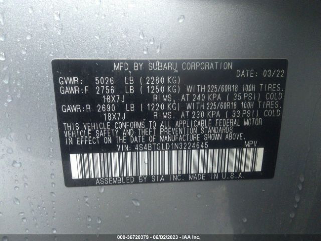 4S4BTGLD1N3224645 Subaru Outback Onyx Edition Xt