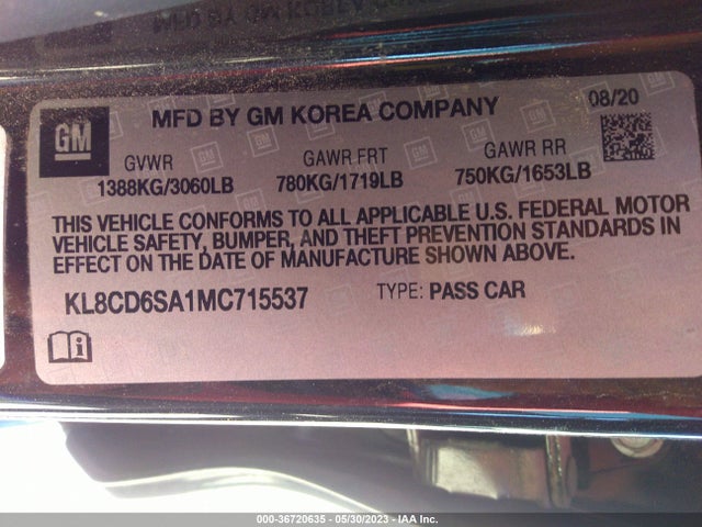 Chevrolet SPARK 1LT 2021 KL8CD6SA1MC715537 Image 9