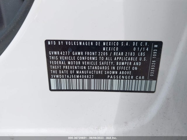 3VWD07AJ5EM406827 Volkswagen Jetta Sedan Se W/connectivity/sunroof