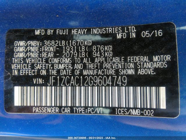 JF1ZCAC12G9604749 Subaru Brz Limited