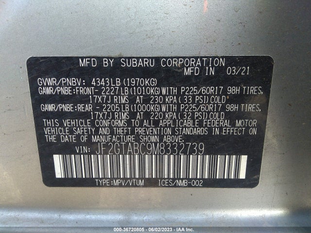 JF2GTABC9M8332739 Subaru Crosstrek