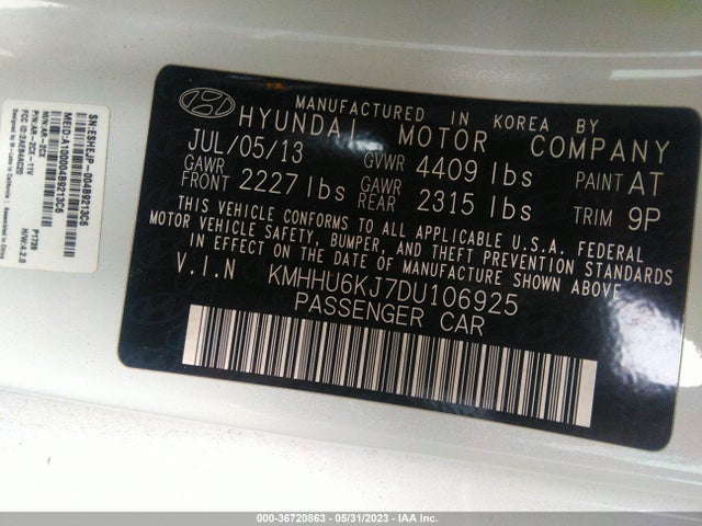 2013 HYUNDAI GENESIS COUPE 3.8 TRACK VIN: KMHHU6KJ7DU106925