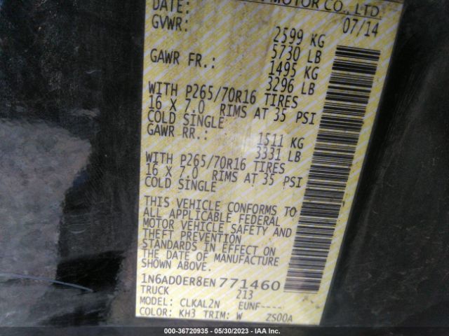 1N6AD0ER8EN771460 Nissan Frontier Sv