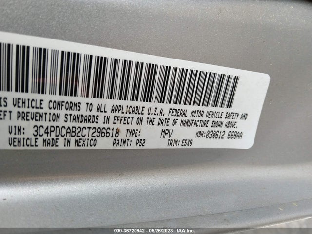 2012 DODGE JOURNEY AMERICAN VALUE PKG VIN: 3C4PDCAB2CT296618