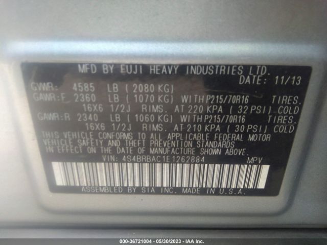 4S4BRBAC1E1262884 Subaru Outback 2.5i