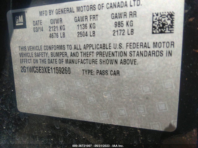 Chevrolet Impala Limited Ltz 2014 2G1WC5E3XE1159260 Image 10