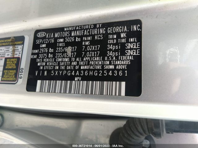 5XYPG4A36HG254361 KIA SORENTO L