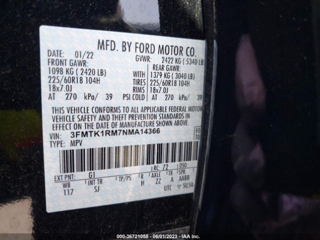 3FMTK1RM7NMA14366 Ford Mustang Mach-e Select