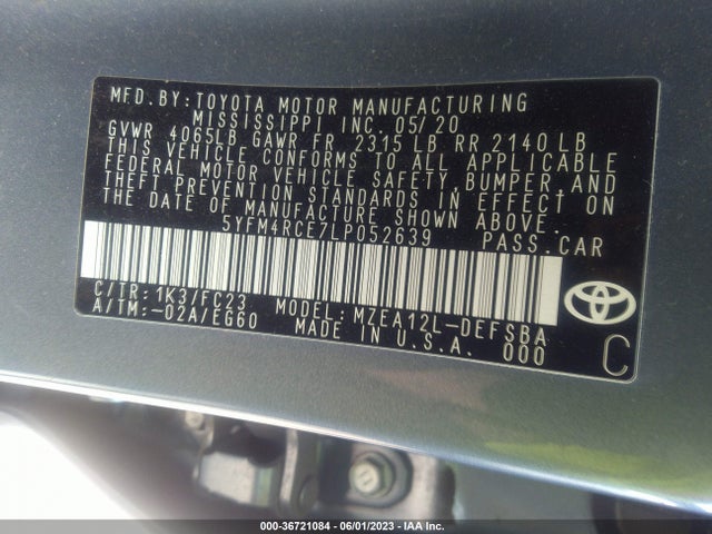 Toyota COROLLA SE 2020 5YFM4RCE7LP052639 Image 11