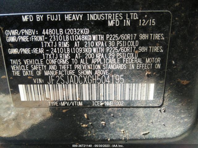 JF2SJADCXGH504195 Subaru Forester 2.5i Premium