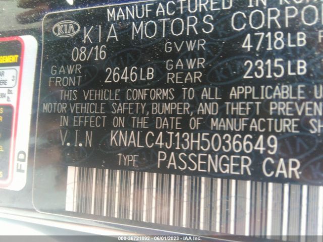 KNALC4J13H5036649 KIA Cadenza Premium