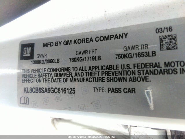 Chevrolet SPARK LS 2016 KL8CB6SA6GC616125 Image 10