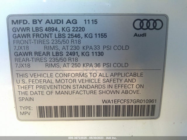 WA1EFCFS7GR010961 Audi Q3 Premium Plus