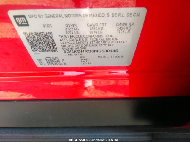 2021 CHEVROLET BLAZER LT VIN: 3GNKBHRS6MS580446