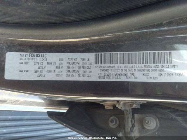 1C6SRFHT3KN687262 RAM 1500 Limited