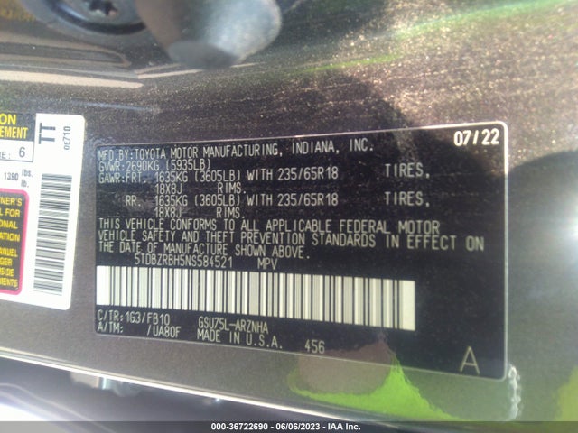 Toyota Highlander Le 2022 5TDBZRBH5NS584521 Image 11