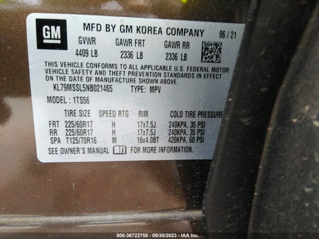 Chevrolet Trailblazer Activ 2022 KL79MSSL5NB021465 Image 9