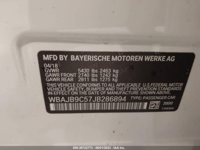 WBAJB9C57JB286894 BMW 5 Series M550i Xdrive