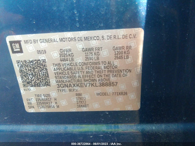Chevrolet EQUINOX LT 2019 3GNAXKEV7KL388857 Image 9