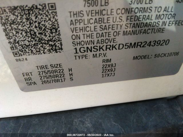 Chevrolet TAHOE RST 2021 1GNSKRKD5MR243920 Image 10