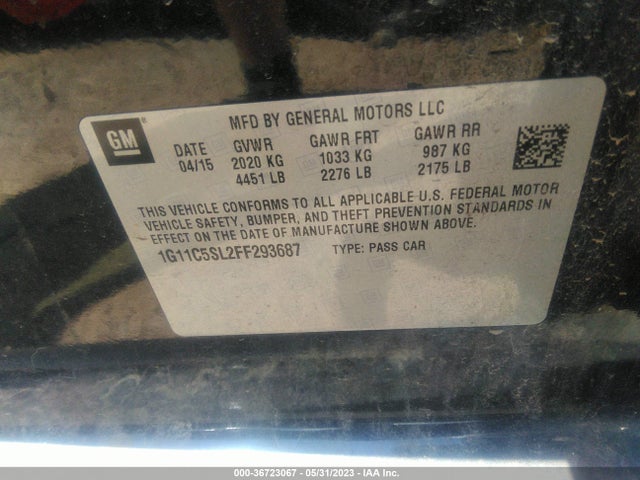 Chevrolet MALIBU LT 2015 1G11C5SL2FF293687 Image 9