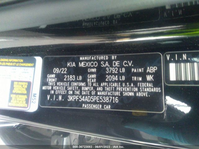3KPF54AD5PE538716 KIA Forte Gt-line