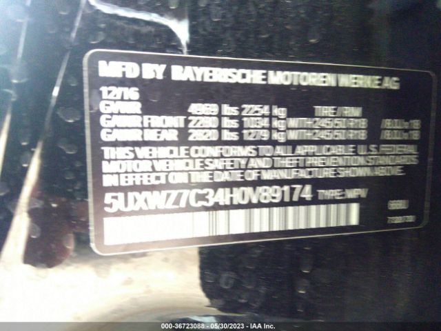 5UXWZ7C34H0V89174 BMW X3 Sdrive28i