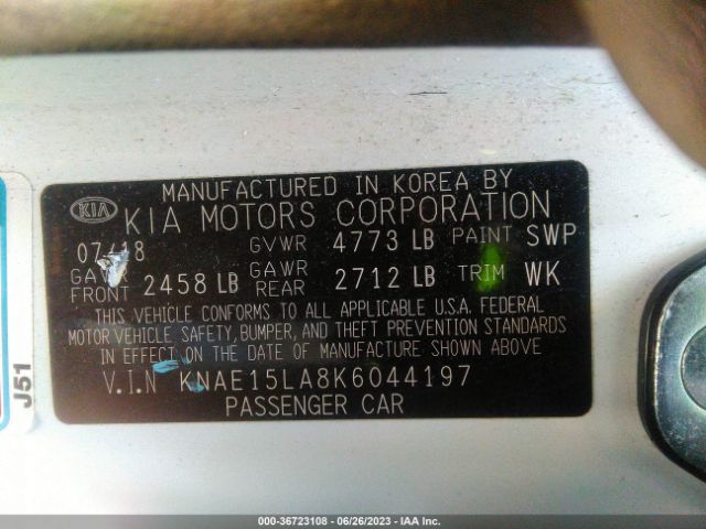 KNAE15LA8K6044197 KIA Stinger Base