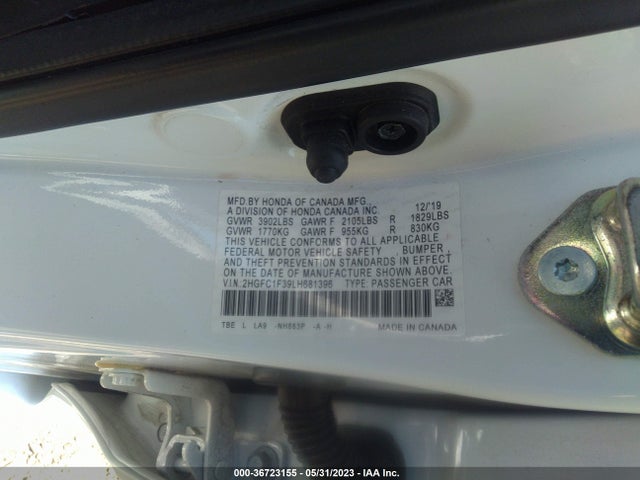 Honda Civic Sedan Ex 2020 2HGFC1F39LH681396 Image 10