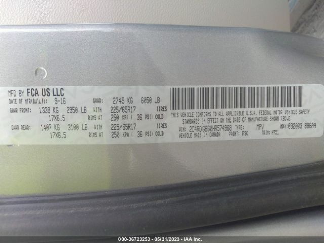 2C4RDGBG0HR574968 Dodge Grand Caravan Se